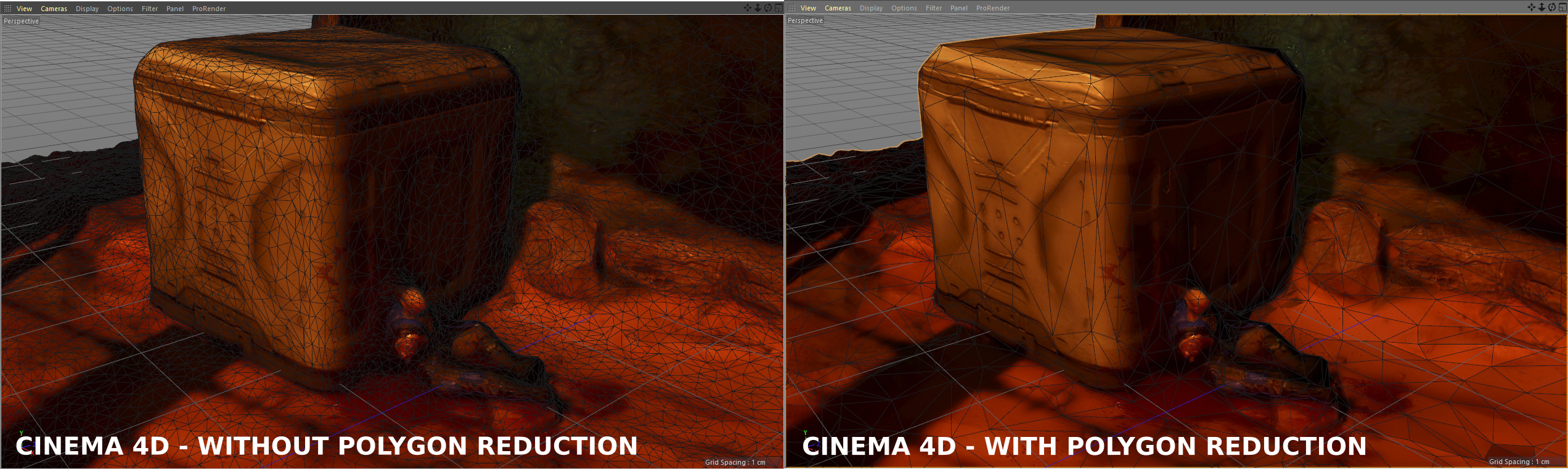 Reduced polygons in C4D