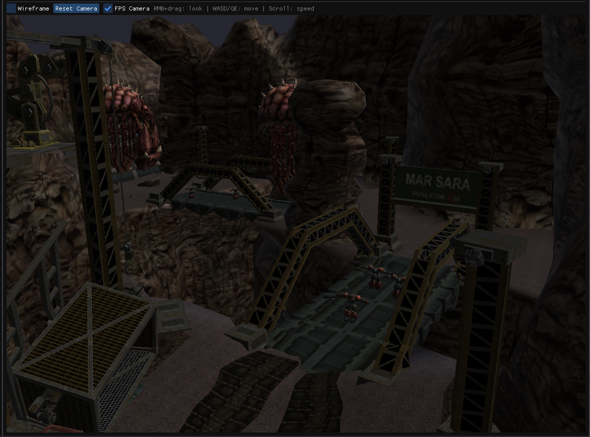 Asset browser rendering the Mar Sara canyon level